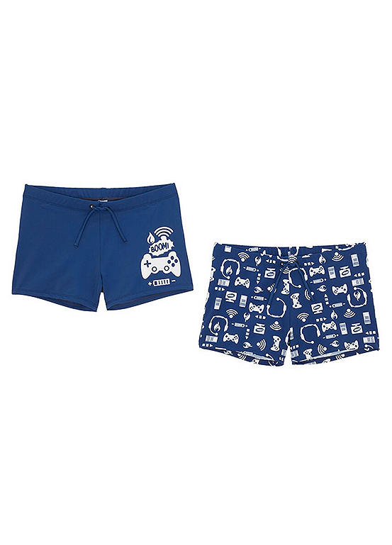 Dark Blue Pack of 2 Swim Shorts by bonprix