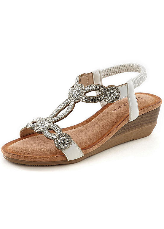 Embellished Strap Wedge Sandals by LASCANA
