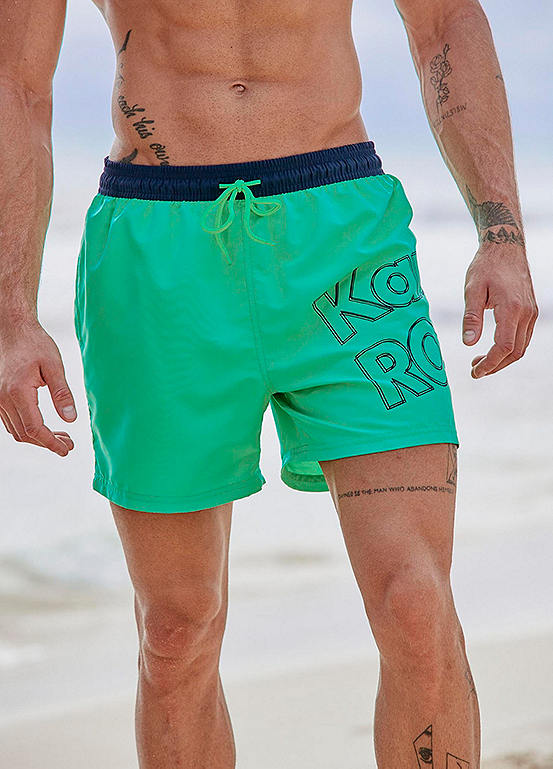 Green Logo Print Swim Shorts by KangaROOS
