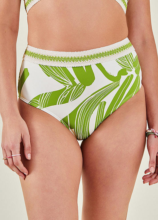 Green Squiggle Print High-Waisted Bikini Bottoms by Accessorize