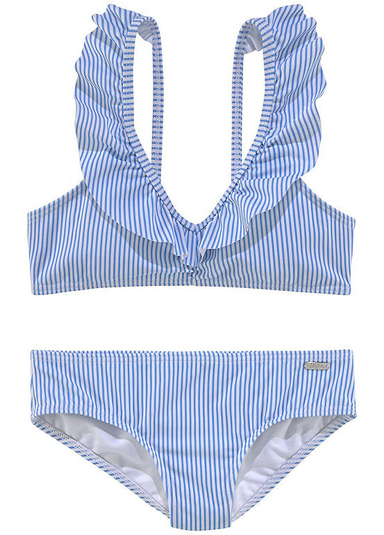 Light Blue Stripe Bustier Bikini by Buffalo | Swimwear365