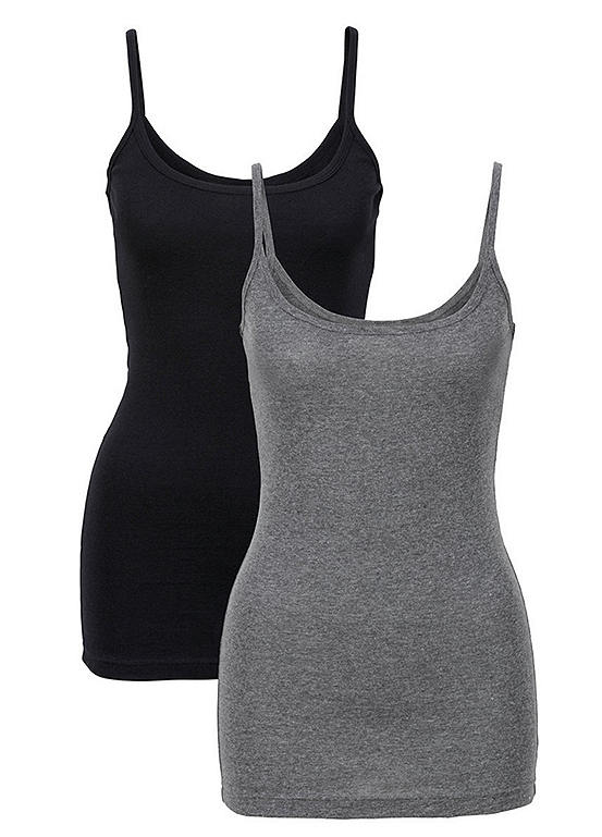 Pack of 2 Cotton Rib Cami Tops by RAINBOW