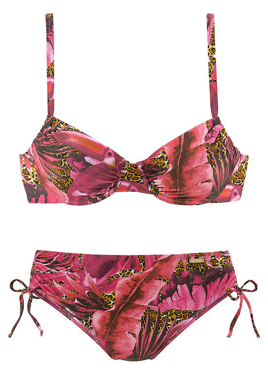 Pink Print Underwired Bikini Set by LASCANA | Swimwear365