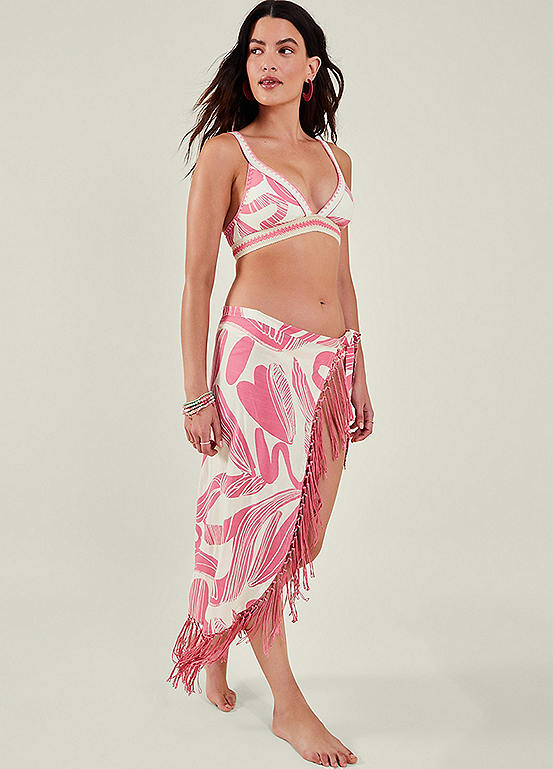 Squiggle Print Fringe Sarong by Accessorize