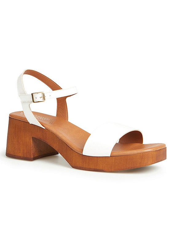 White Leather Clog Sandals by Kaleidoscope