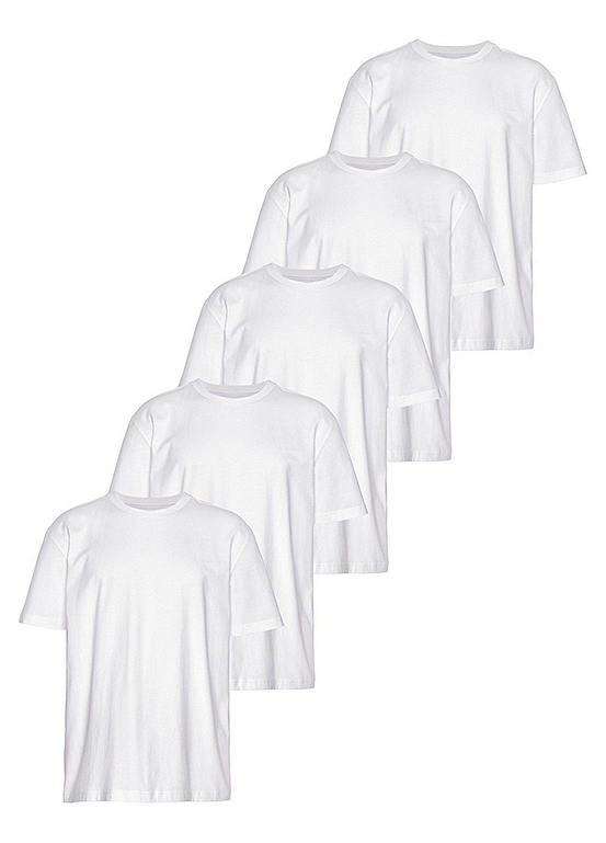 White Pack of 5 T-Shirts by Man’s World