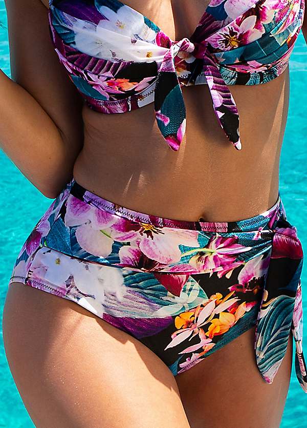 Cassis Multi Orchid Luxe High Waist Control Bikini Brief by Pour Moi