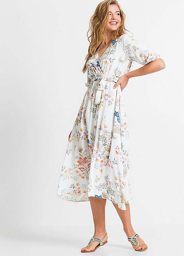 Floral Print Midi Wrap Dress by RAINBOW | Swimwear365