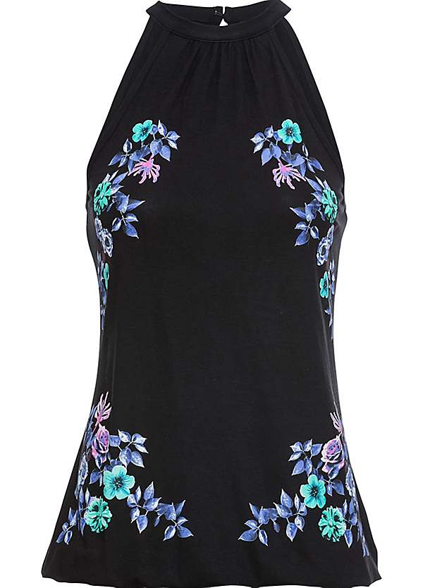 Black Floral V-Neck Floral Swimsuit by bpc bonprix collection