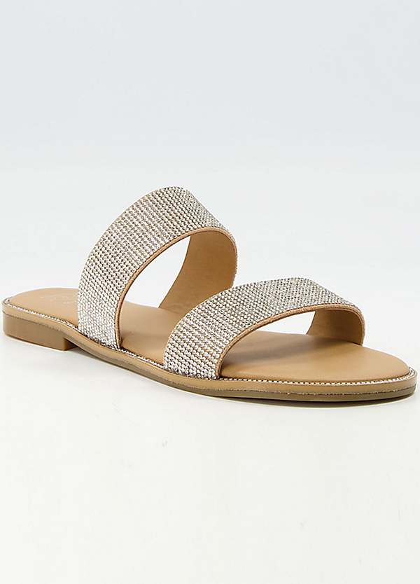 Silver leather store flip flops