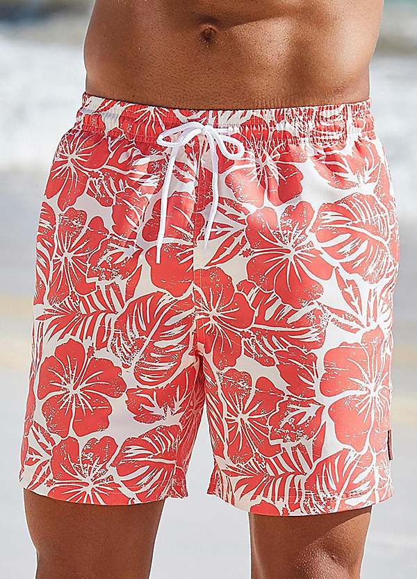 Orange Print Tropical Print Swim Shorts By Bench Swimwear365